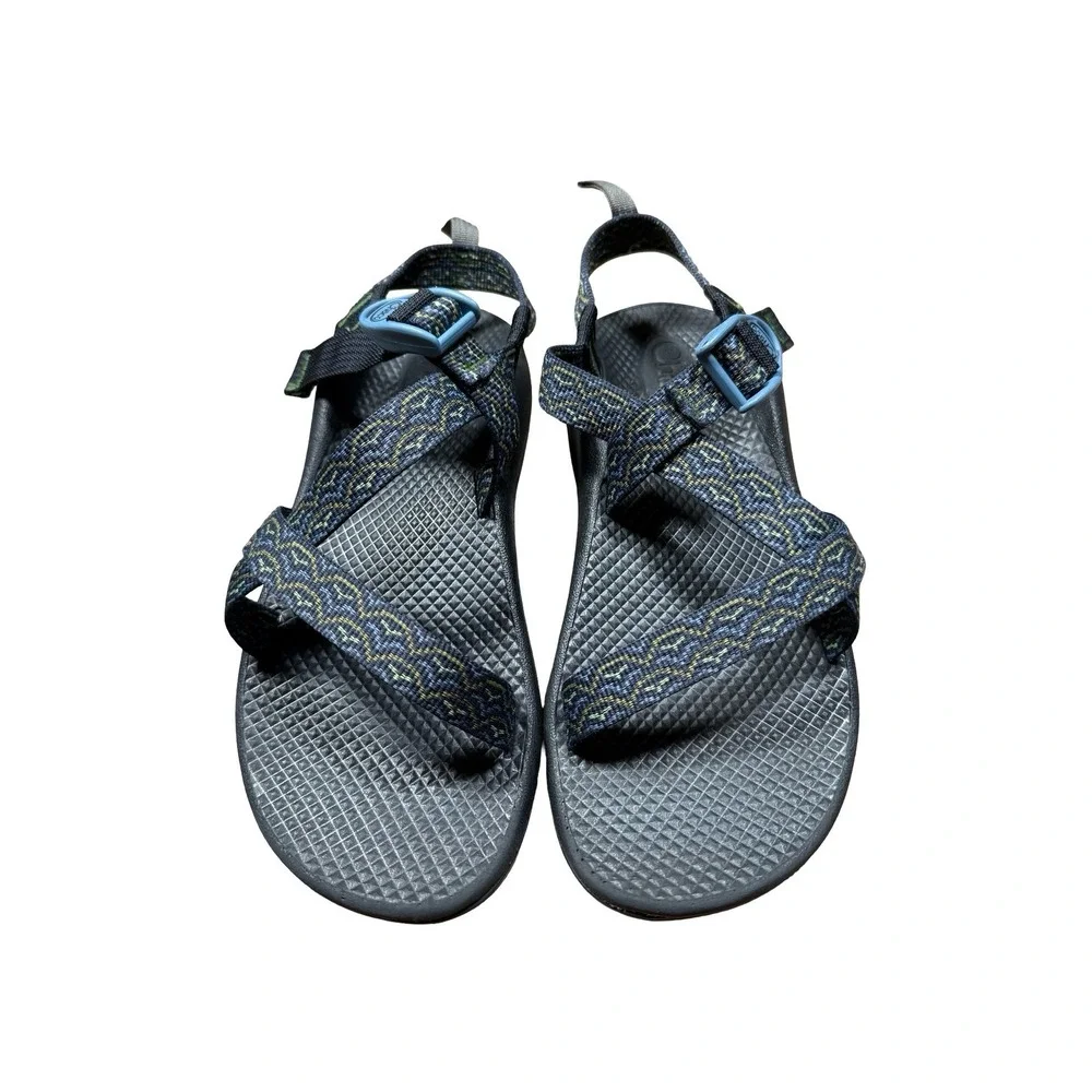 Chaco Kids Z1 Ecotread Sport Sandals Blue Green Patterned Size 6 Big Kids - Picture 5 of 8